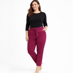 NWT LOFT Jewel Tone Ankle Pants | Size 12 | Belted | Tapered Fit | $89 Retail